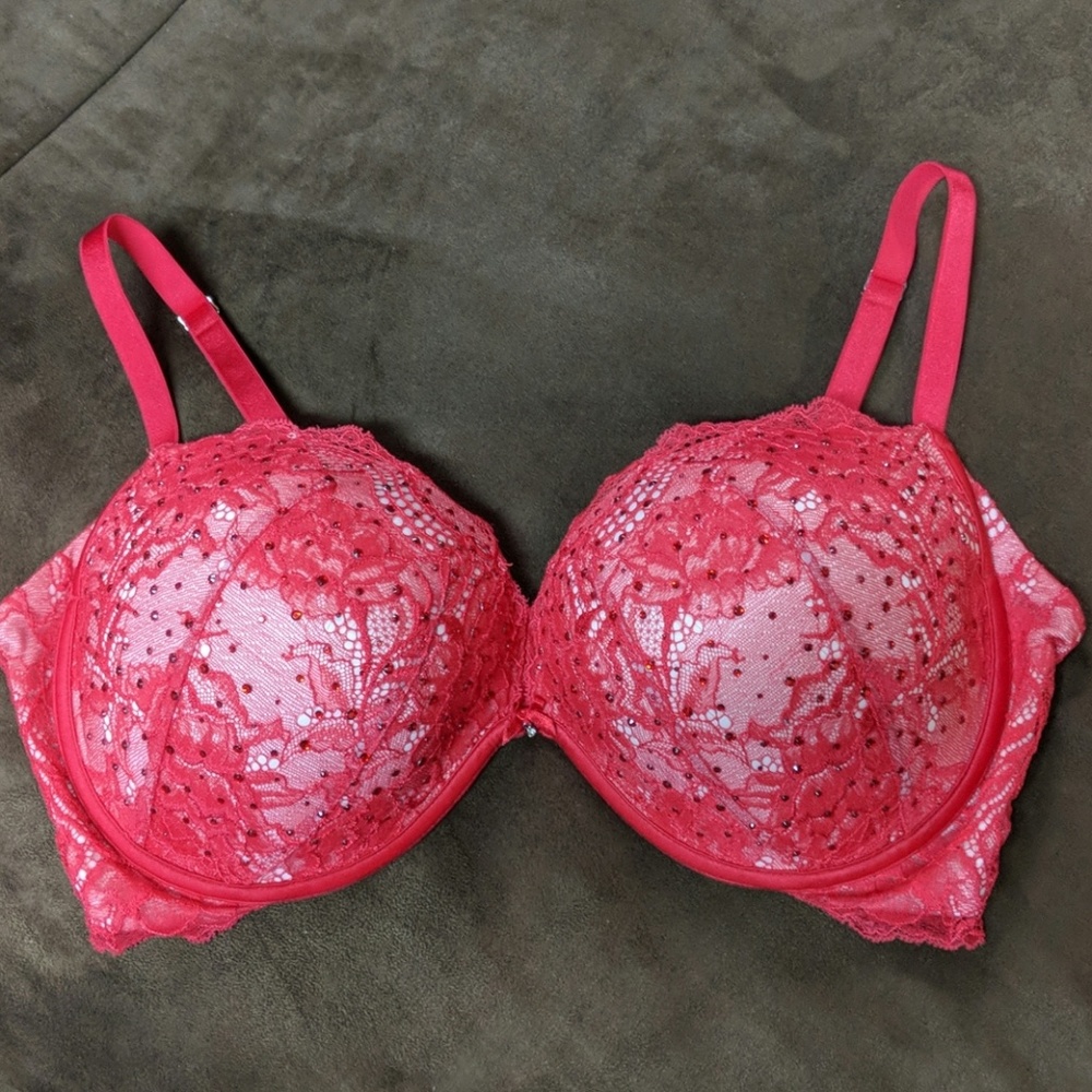 Red Lace Bling Bra
